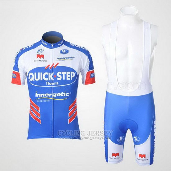 2011 Cycling Jersey Quick Step Floor White and Sky Blue Short Sleeve and Bib Short